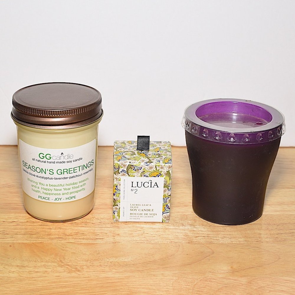 3 Candles (2 Soy): Lucia No 2 + GG Candle + Purple